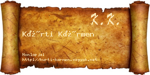 Kürti Kármen névjegykártya